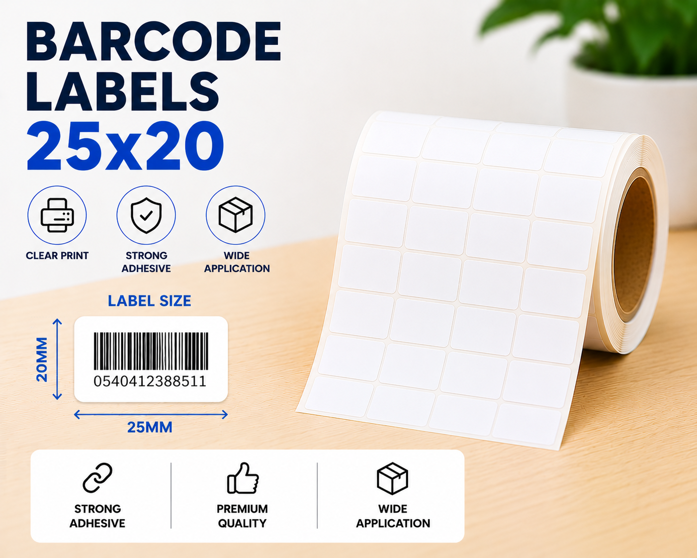 Barcode Label 25x20 (4 Labels/Row)