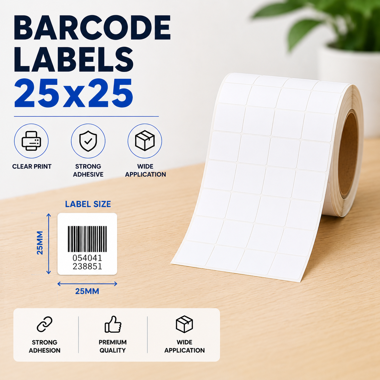 Barcode Label 25x25 (4 Labels/Row)
