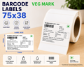 Barcode Label 75x38 (With Veg Logo)