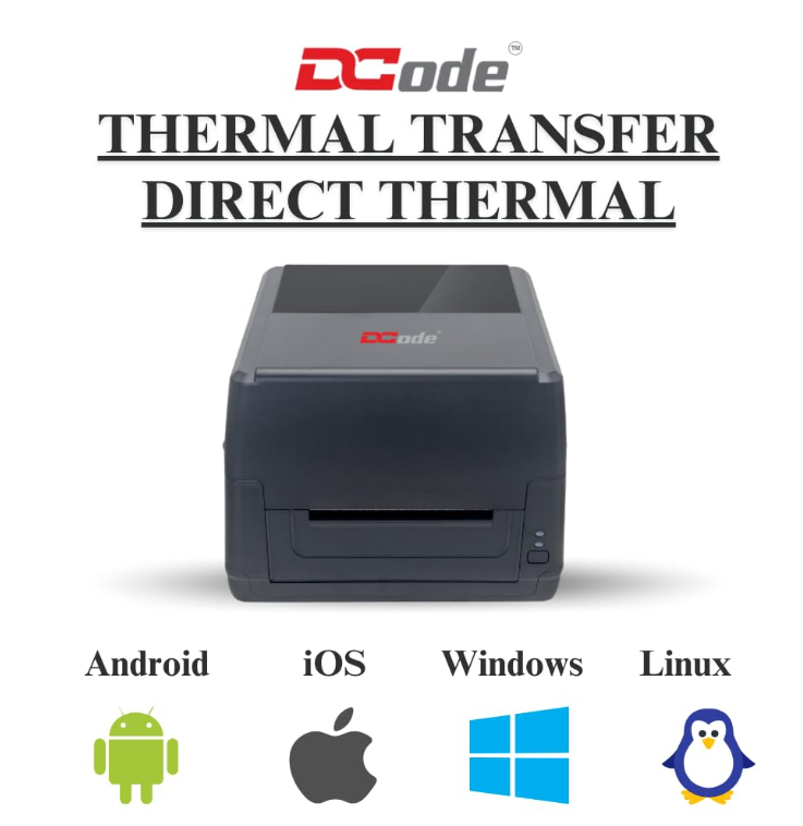 DCode Direct Thermal Printer (DC423Pro- 104mm, 4inch) USB Interface Thermal Transfer Printing 203dpi 1D, 2D Barcode, Black